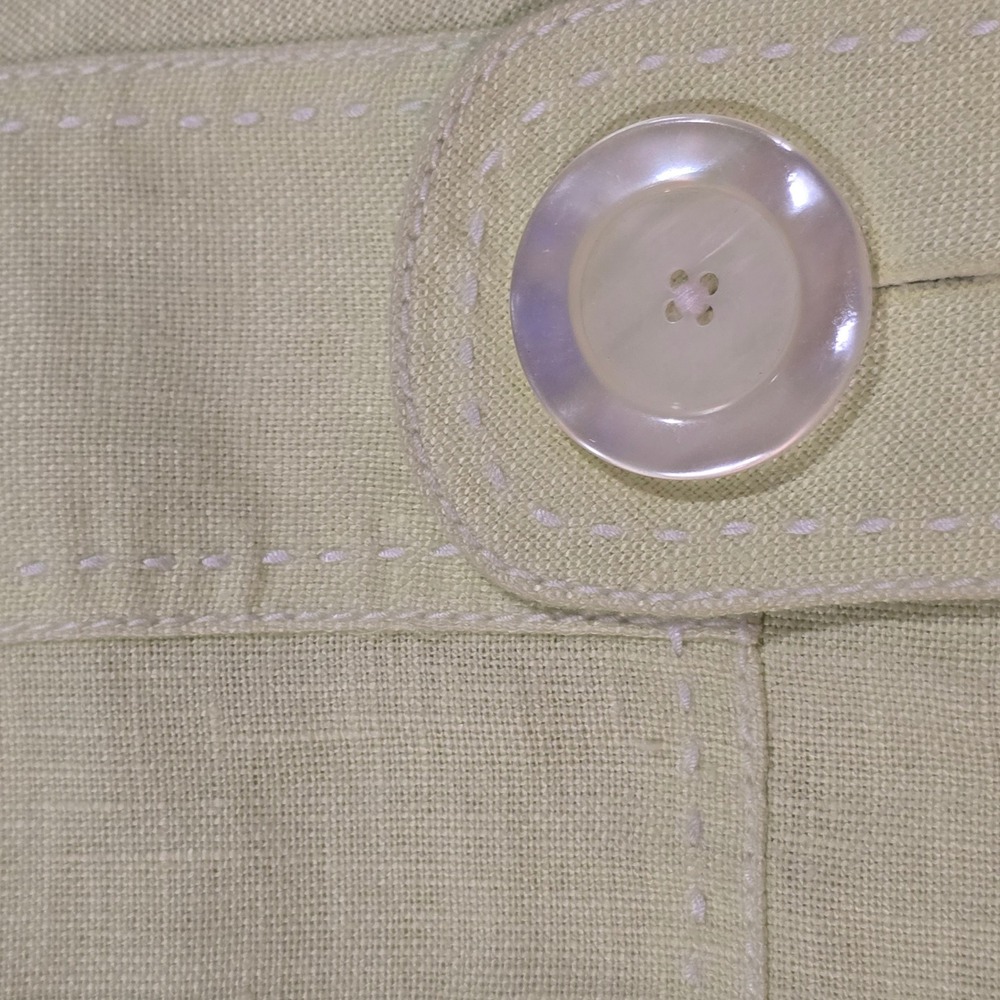 Butter‎ Yellow Linen Blend Sheath Dress Button Tab Midi Womens 10 Brunch Coastal - Picture 11 of 12